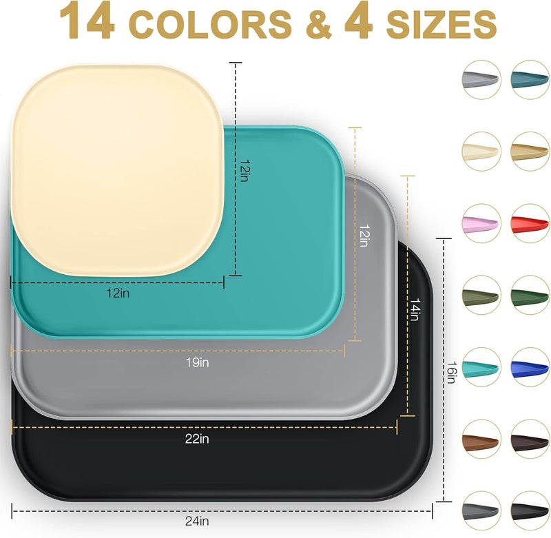SMILOOL Silicone Pet Feeding Mat with Raised Edge for Food and Water, Dog Bowl Mats, Cat Bowls Placemat with High Lip for Floor Waterproof, Rubber Tray for Cats and Dogs 19 x 12 x0.7 Black - Image 2